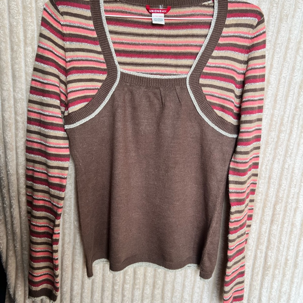 UNIONBAY Women's Multicolor Striped Long Sleeve Top